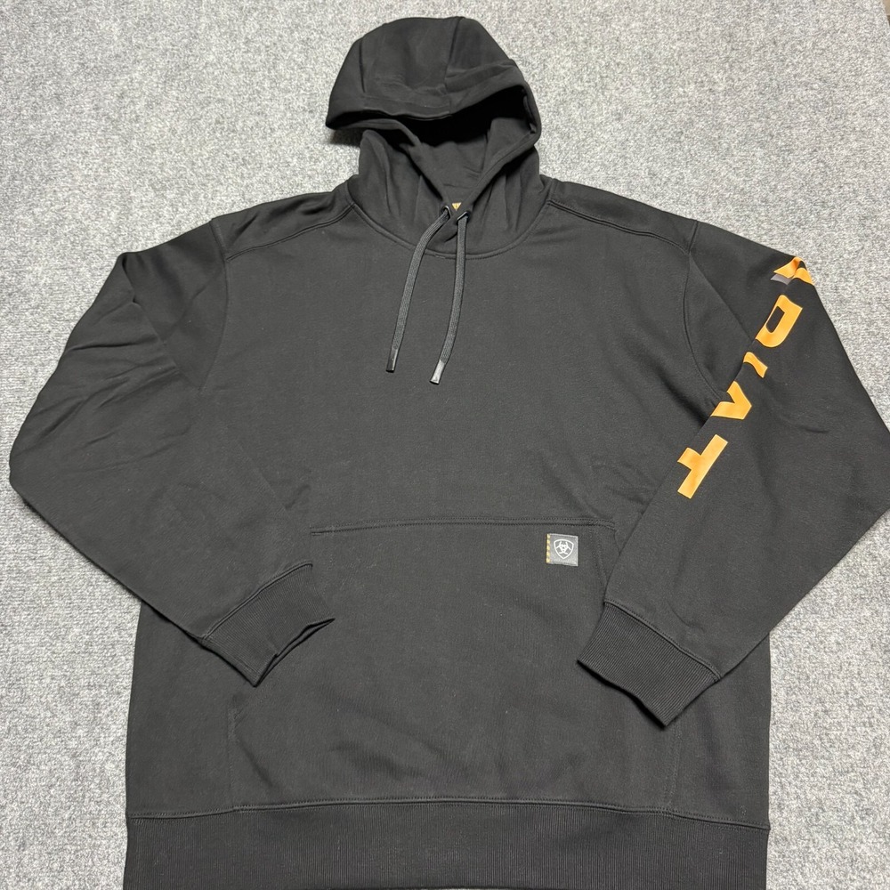 Ariat Rebar Hoodie Mens Large Black Workwear Lightweight Fleece Sweatshirt